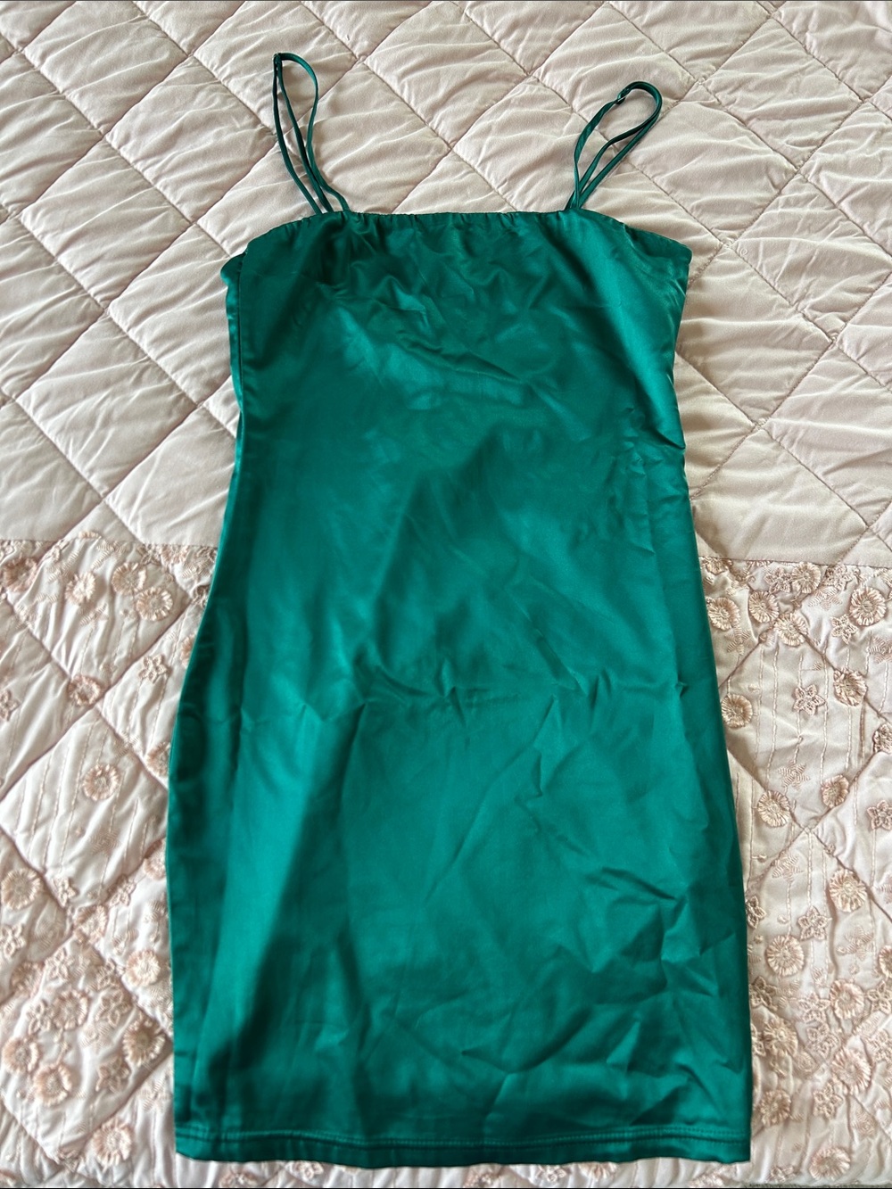 Oh Polly Emerald Green Double-Strap Mini Slip Dress - Picture 1 of 3